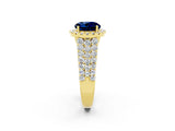 Yellow gold Round Cut Halo Pavé Diamond Engagement Ring with Split Shank and Four-Prong Setting_2