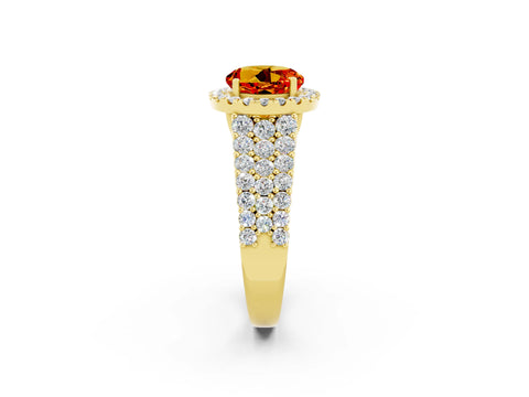 Yellow gold Round Cut Halo Pavé Diamond Engagement Ring with Split Shank and Four-Prong Setting_2