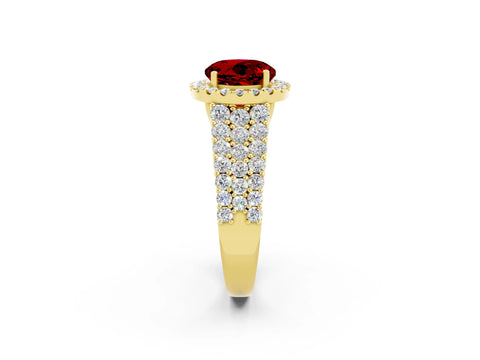Yellow gold Round Cut Halo Pavé Diamond Engagement Ring with Split Shank and Four-Prong Setting_2