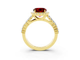 Yellow gold Round Cut Halo Pavé Diamond Engagement Ring with Split Shank and Four-Prong Setting_3