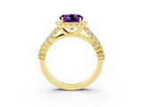 Yellow gold Round Cut Halo Pavé Diamond Engagement Ring with Split Shank and Four-Prong Setting_3