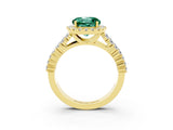 Yellow gold Round Cut Halo Pavé Diamond Engagement Ring with Split Shank and Four-Prong Setting_3