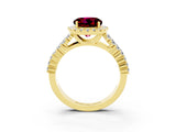Yellow gold Round Cut Halo Pavé Diamond Engagement Ring with Split Shank and Four-Prong Setting_3