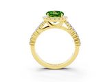 Yellow gold Round Cut Halo Pavé Diamond Engagement Ring with Split Shank and Four-Prong Setting_3