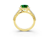 Yellow gold Round Cut Halo Pavé Diamond Engagement Ring with Split Shank and Four-Prong Setting_3