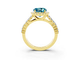 Yellow gold Round Cut Halo Pavé Diamond Engagement Ring with Split Shank and Four-Prong Setting_3