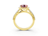 Yellow gold Round Cut Halo Pavé Diamond Engagement Ring with Split Shank and Four-Prong Setting_3
