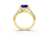 Yellow gold Round Cut Halo Pavé Diamond Engagement Ring with Split Shank and Four-Prong Setting_3
