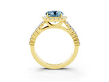 Yellow gold Round Cut Halo Pavé Diamond Engagement Ring with Split Shank and Four-Prong Setting_3
