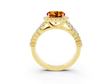 Yellow gold Round Cut Halo Pavé Diamond Engagement Ring with Split Shank and Four-Prong Setting_3