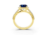 Yellow gold Round Cut Halo Pavé Diamond Engagement Ring with Split Shank and Four-Prong Setting_3
