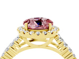Yellow gold Round Cut Halo Pavé Diamond Engagement Ring with Split Shank and Four-Prong Setting_4