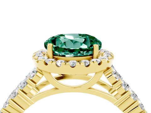 Yellow gold Round Cut Halo Pavé Diamond Engagement Ring with Split Shank and Four-Prong Setting_4