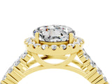Yellow gold Round Cut Halo Pavé Diamond Engagement Ring with Split Shank and Four-Prong Setting_4