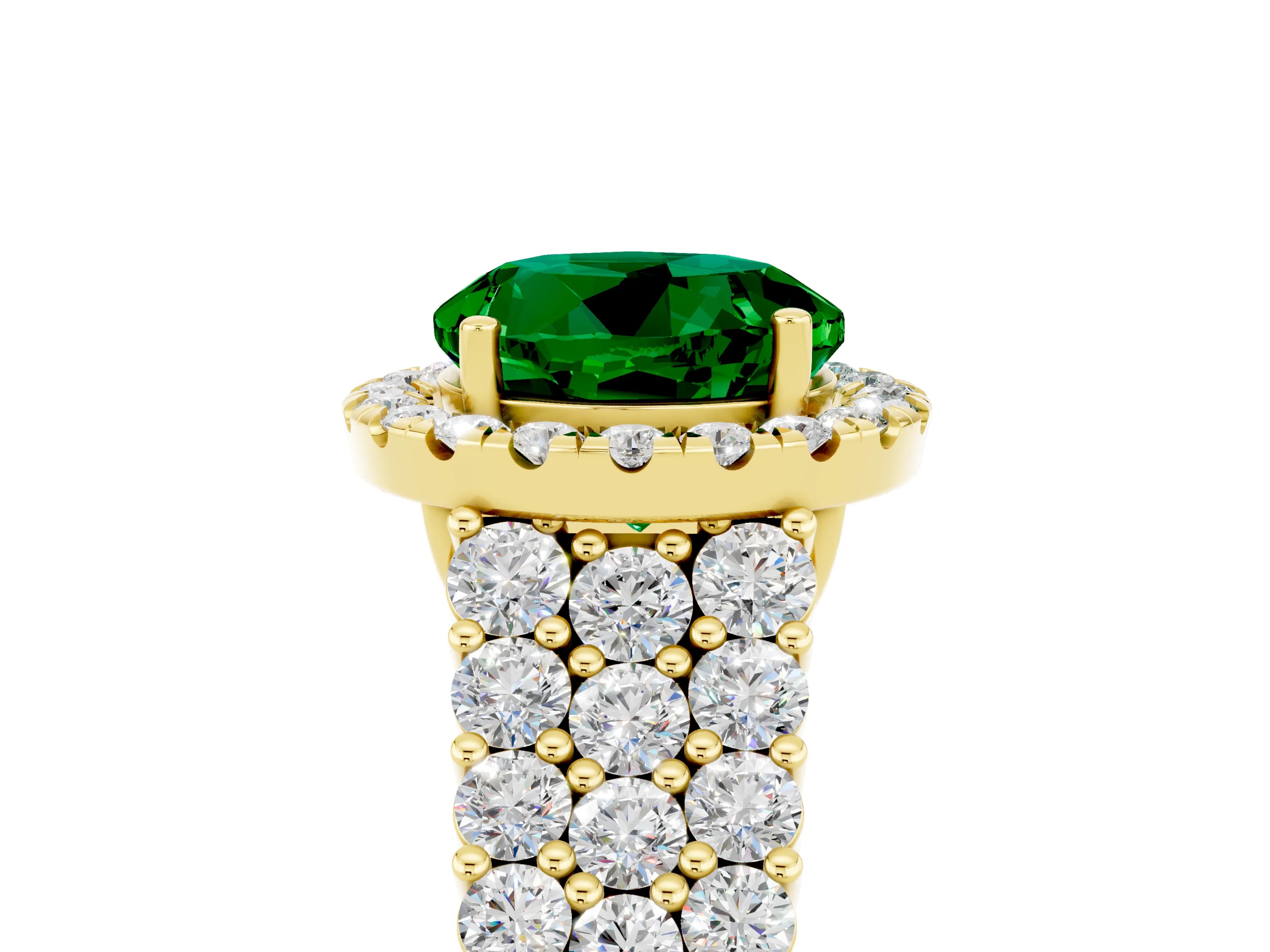 Yellow gold Round Cut Halo Pavé Diamond Engagement Ring with Split Shank and Four-Prong Setting_5