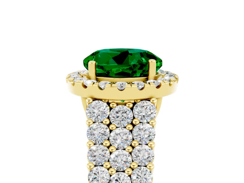 Yellow gold Round Cut Halo Pavé Diamond Engagement Ring with Split Shank and Four-Prong Setting_5