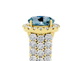 Yellow gold Round Cut Halo Pavé Diamond Engagement Ring with Split Shank and Four-Prong Setting_5