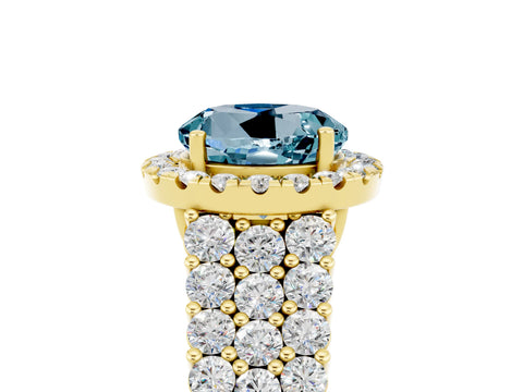 Yellow gold Round Cut Halo Pavé Diamond Engagement Ring with Split Shank and Four-Prong Setting_5