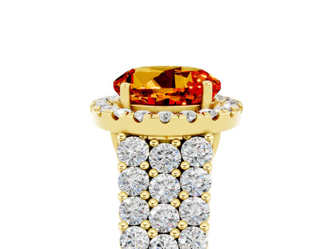 Yellow gold Round Cut Halo Pavé Diamond Engagement Ring with Split Shank and Four-Prong Setting_5