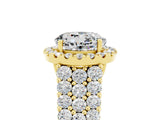 Yellow gold Round Cut Halo Pavé Diamond Engagement Ring with Split Shank and Four-Prong Setting_5