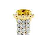 Yellow gold Round Cut Halo Pavé Diamond Engagement Ring with Split Shank and Four-Prong Setting_5