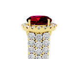 Yellow gold Round Cut Halo Pavé Diamond Engagement Ring with Split Shank and Four-Prong Setting_5