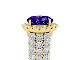 Yellow gold Round Cut Halo Pavé Diamond Engagement Ring with Split Shank and Four-Prong Setting_5