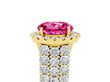 Yellow gold Round Cut Halo Pavé Diamond Engagement Ring with Split Shank and Four-Prong Setting_5