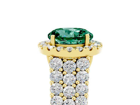 Yellow gold Round Cut Halo Pavé Diamond Engagement Ring with Split Shank and Four-Prong Setting_5