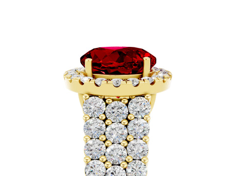 Yellow gold Round Cut Halo Pavé Diamond Engagement Ring with Split Shank and Four-Prong Setting_5