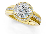 Yellow gold Round Cut Halo Pave Band Four-Prong Ring_58