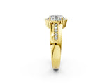 Yellow gold Round Cut Halo Pave Band Four-Prong Ring_59