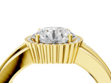 Yellow gold Round Cut Halo Pave Band Four-Prong Ring_61