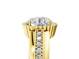 Yellow gold Round Cut Halo Pave Band Four-Prong Ring_62