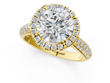 Yellow gold Round Cut Halo Pave Band Four-Prong Setting Ring_36