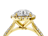 Yellow gold Round Cut Halo Pave Band Four-Prong Setting Ring_39