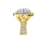 Yellow gold Round Cut Halo Pave Band Four-Prong Setting Ring_40