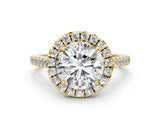 Yellow gold Round Cut Halo Pave Diamond Engagement Ring with Four-Prong Setting_3