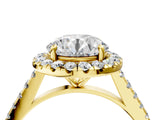 Yellow gold Round Cut Halo Pave Diamond Engagement Ring with Four-Prong Setting_7