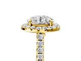 Yellow gold Round Cut Halo Pave Diamond Engagement Ring with Four-Prong Setting_8