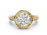 Yellow gold Round Cut Halo Pave Split Shank Prong Setting Ring_33
