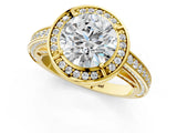 Yellow gold Round Cut Halo Pave Split Shank Prong Setting Ring_34