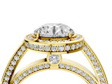 Yellow gold Round Cut Halo Pave Split Shank Prong Setting Ring_37