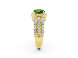 Yellow gold Round Cut Halo Peridot Ring with Split Shank and Four-Prong Setting_2
