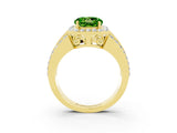 Yellow gold Round Cut Halo Peridot Ring with Split Shank and Four-Prong Setting_3