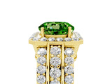 Yellow gold Round Cut Halo Peridot Ring with Split Shank and Four-Prong Setting_5