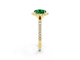 Yellow gold Round Cut Halo Round Diamond Pavé Band Four-Prong Ring_2