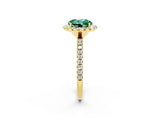 Yellow gold Round Cut Halo Round Diamond Pavé Band Four-Prong Ring_2