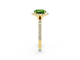 Yellow gold Round Cut Halo Round Diamond Pavé Band Four-Prong Ring_2