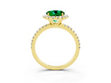 Yellow gold Round Cut Halo Round Diamond Pavé Band Four-Prong Ring_3